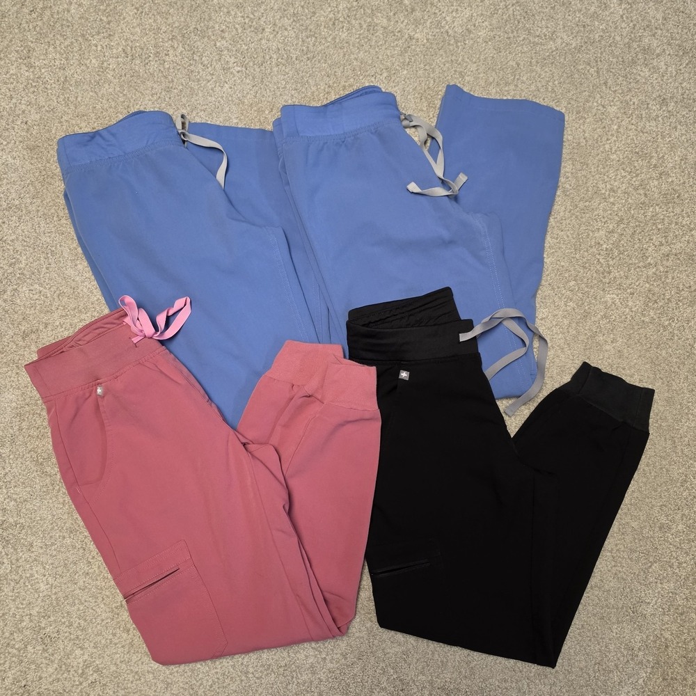 FIGS High Waisted Zamora Jogger and Livingston Scrub Pants 4 Pair Bundle Lot XSP